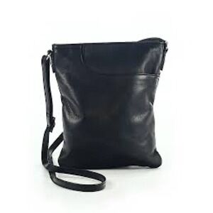 Margot Anthropologie Black Genuine Leather Crossbody Bag Purse Medium  Minimal